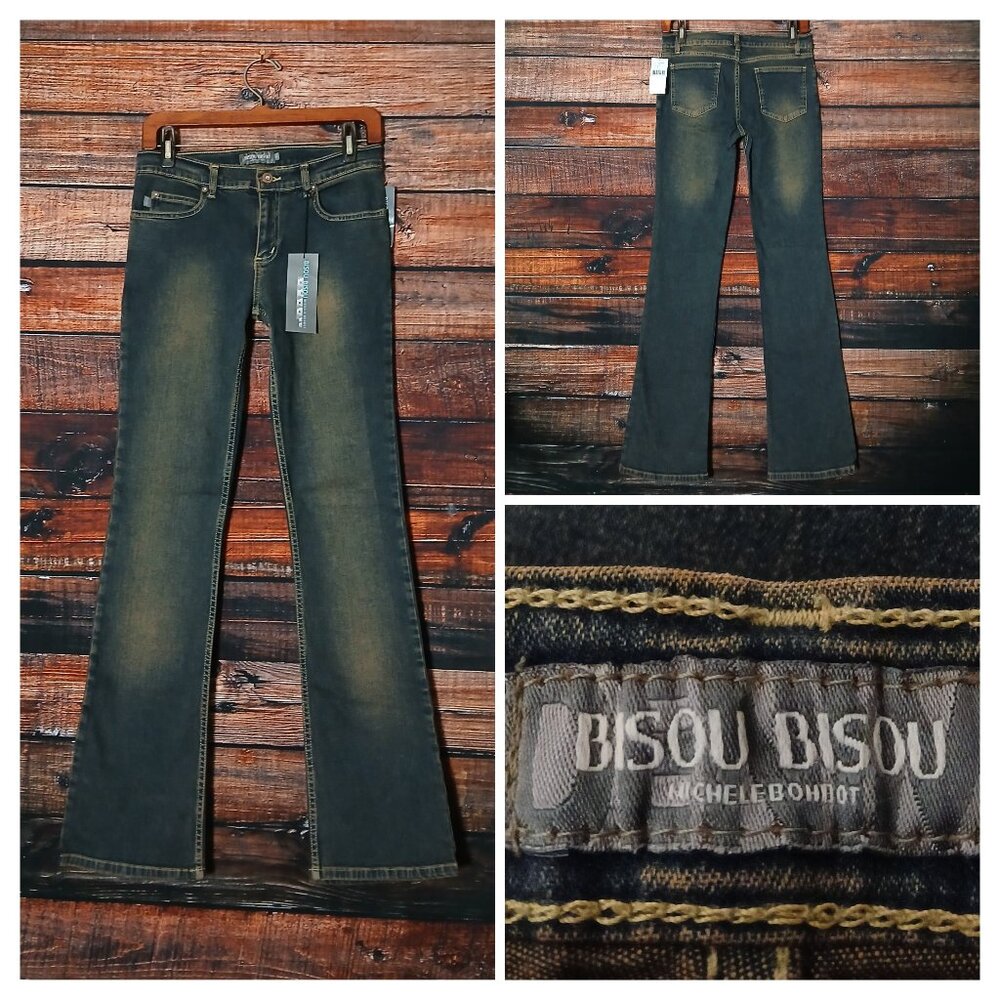 NWT Bisou Bisou Jeans Size 6 Low Rise Boot Cut Vintage Wash Denim Stretch